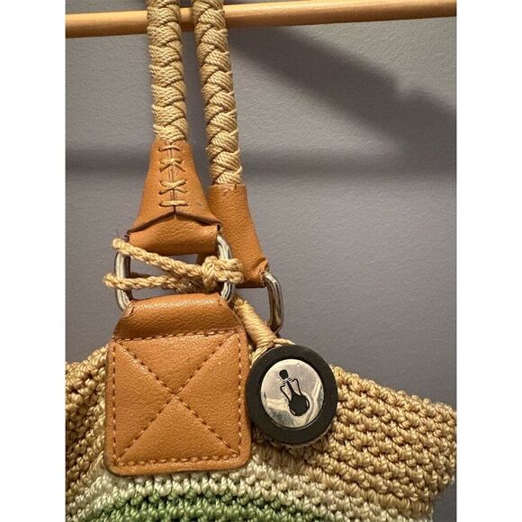 The Sak Women's Green Tan Crochet Shoulder Bag Tote - Picture 4 of 11